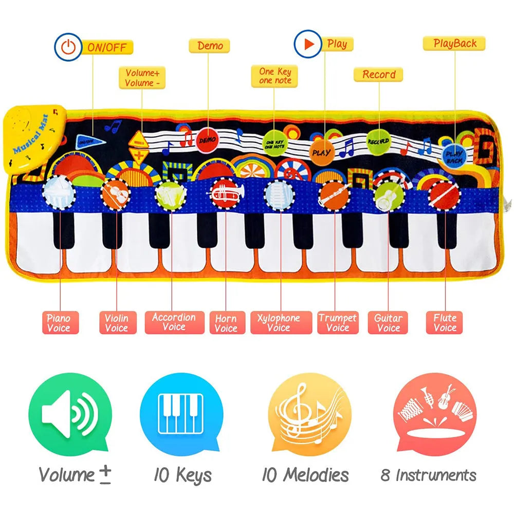 Vibe Geeks Musical Piano Mat Keyboard Music and Dance Mat