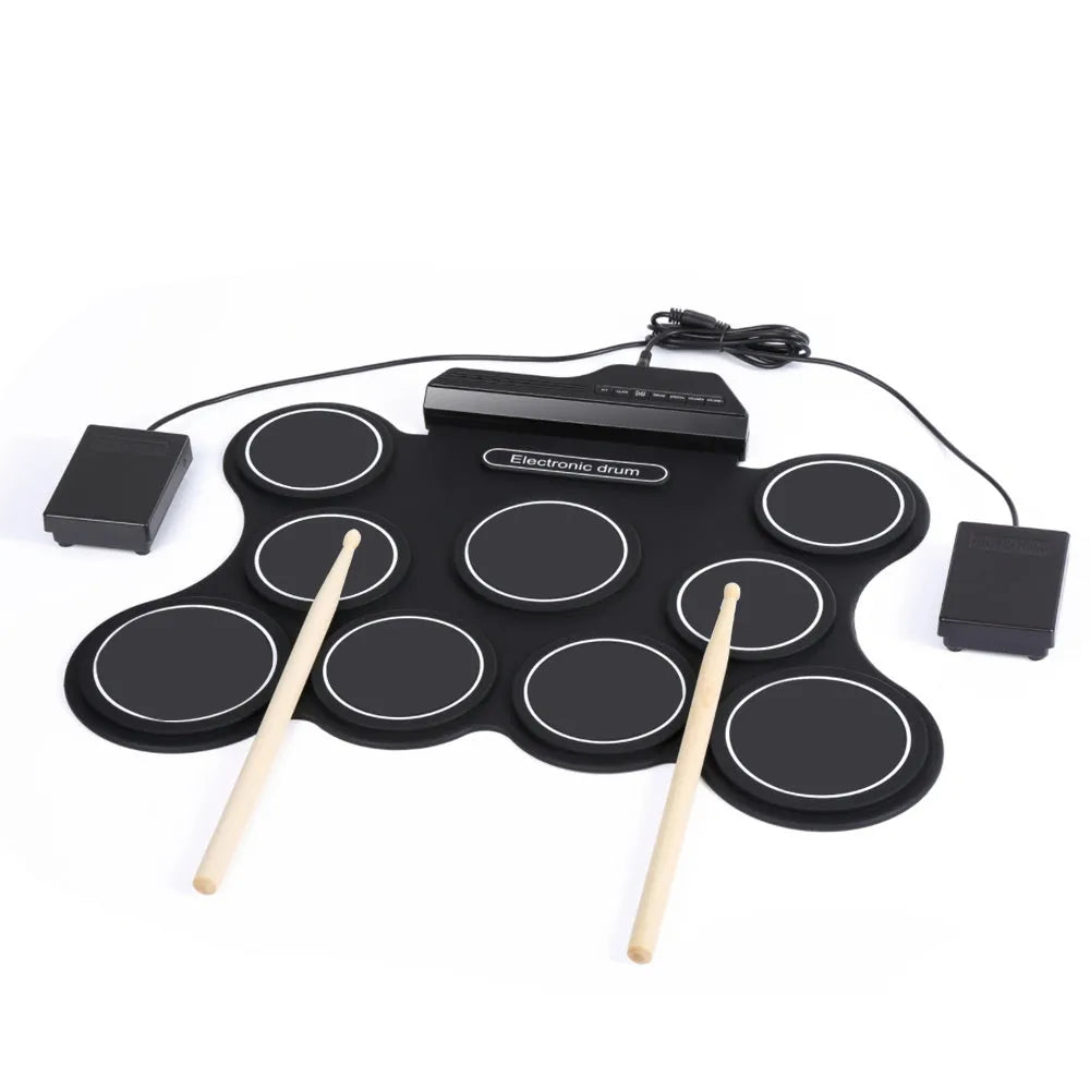 Vibe Geeks Electronic Drum Kit Musical Roll - up Set