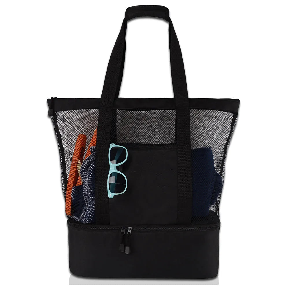 Vibe Geeks 2 IN 1Mesh Beach Tote Bag with Insulated Cooler