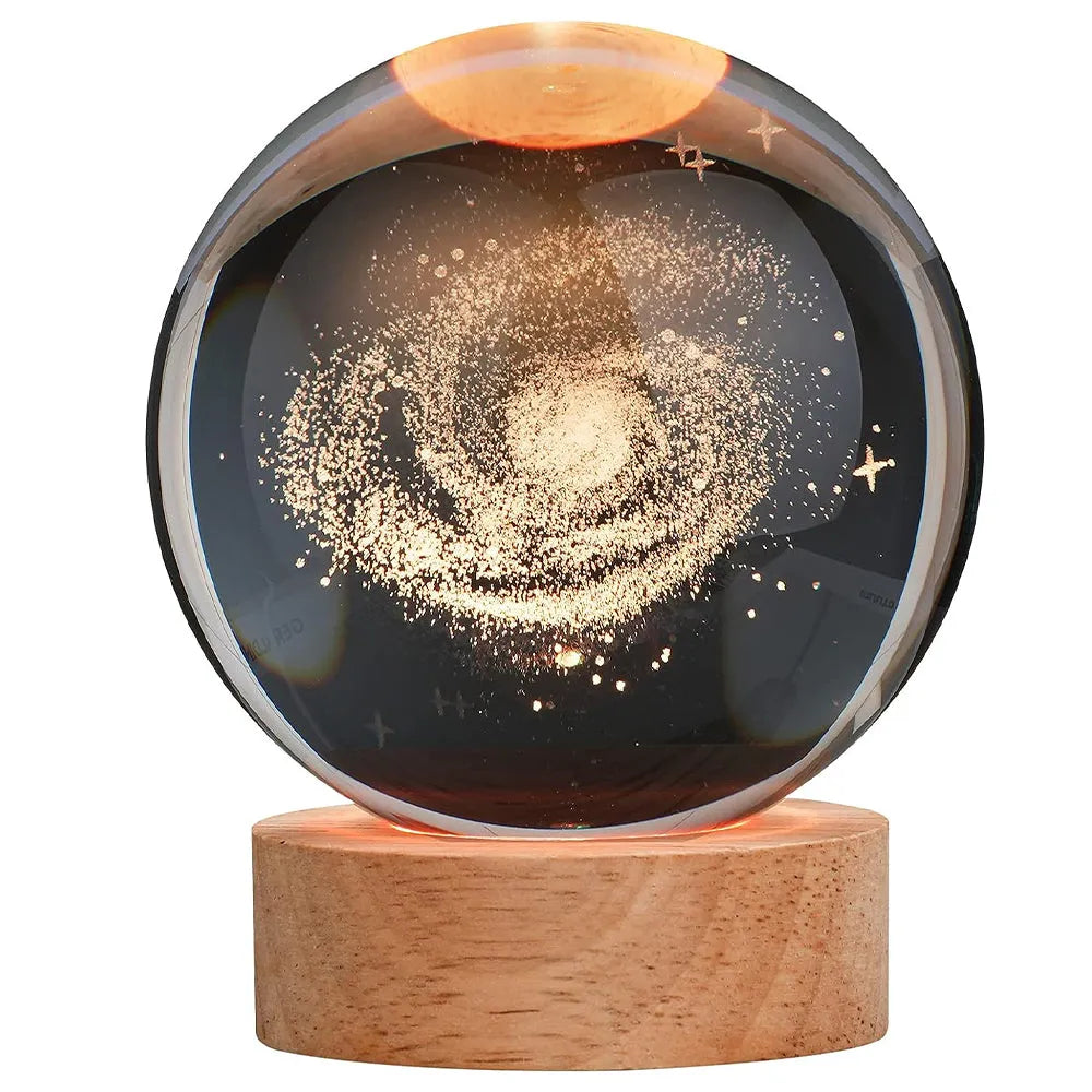 Vibe Geeks Crystal Ball Lamp with Wooden Base for Beside