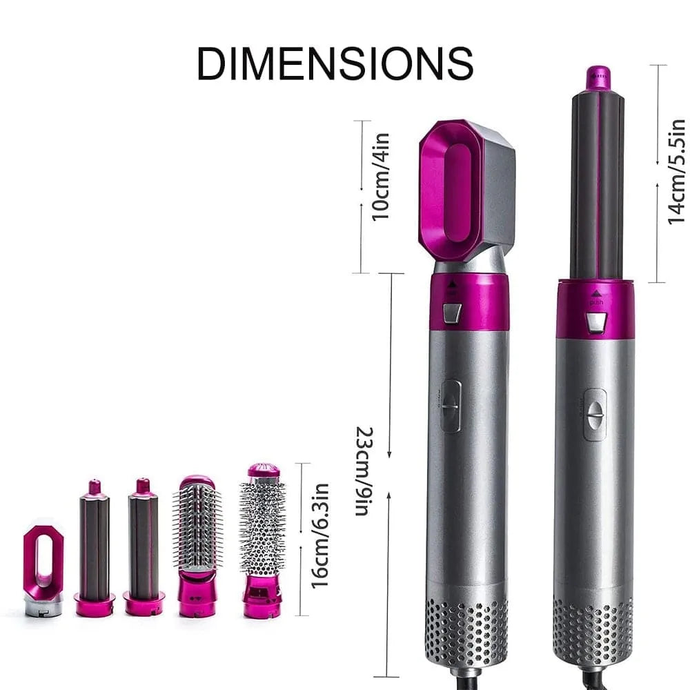 Vibe Geeks 5 - in - 1 Hot Air Brush Hair Volumizer