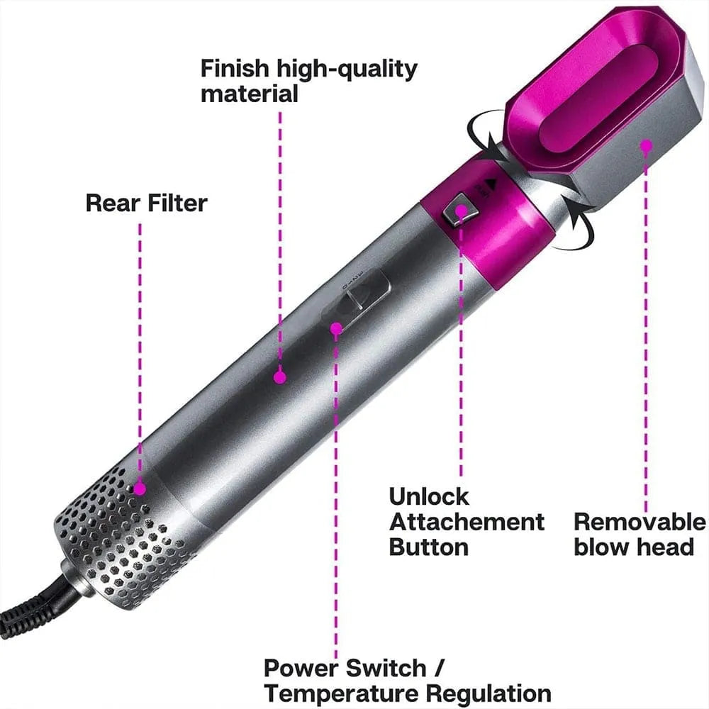 Vibe Geeks 5 - in - 1 Hot Air Brush Hair Volumizer