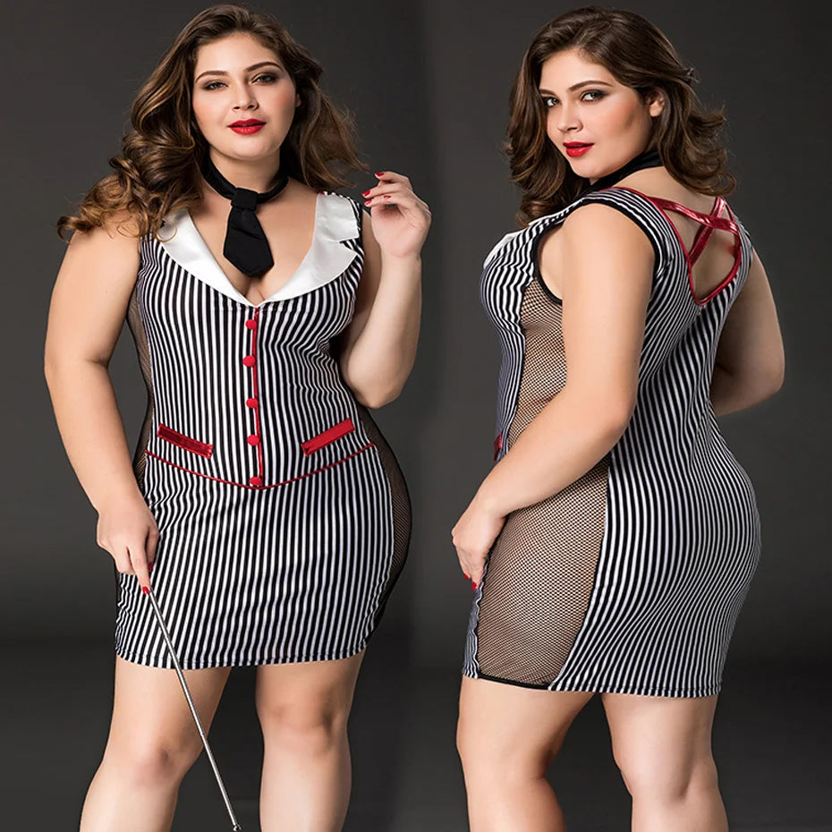 Alluring Teacher Cosplay Lingerie Plus Size Role Play Outfit