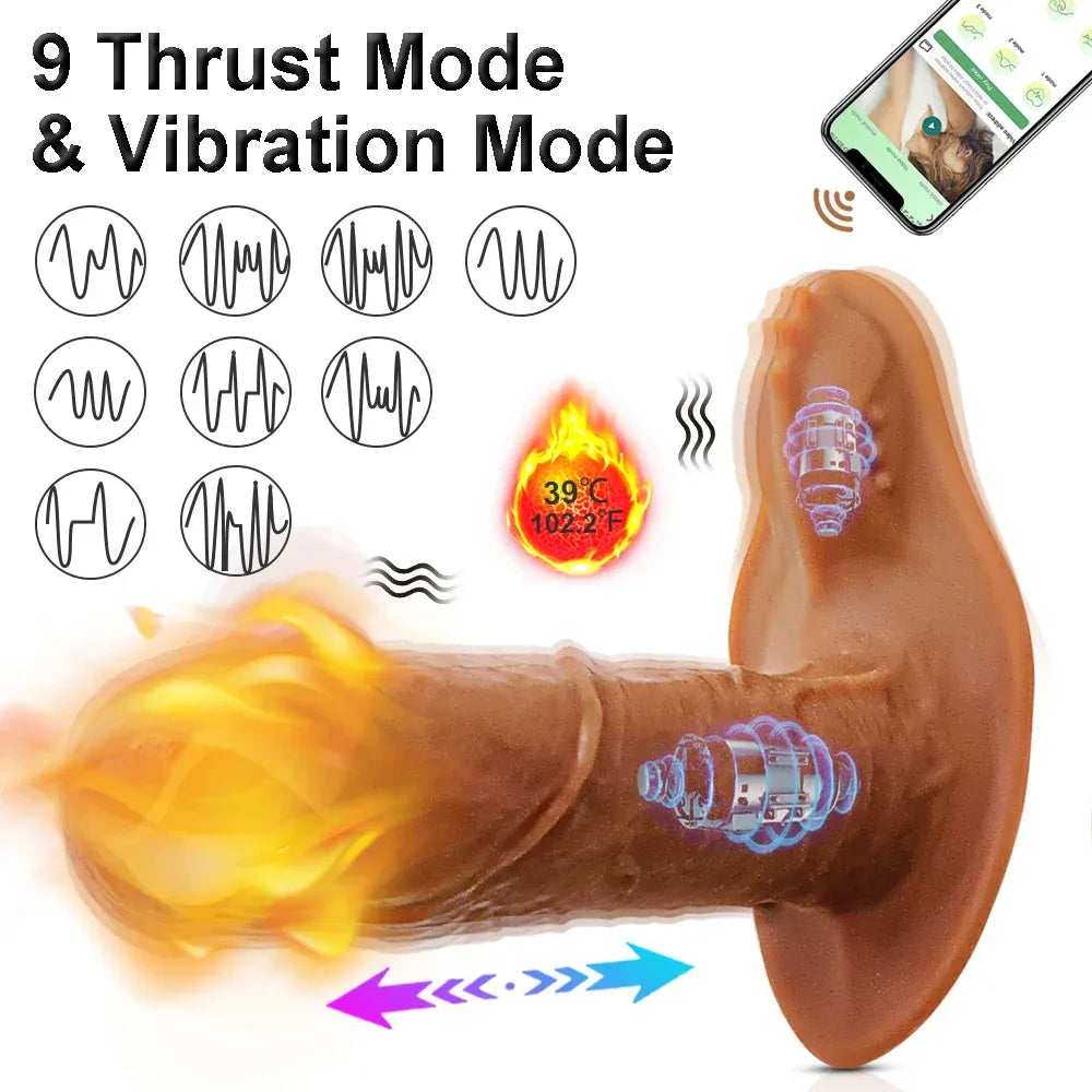 Bluetooth Thrusting Dildo with Heat for Women