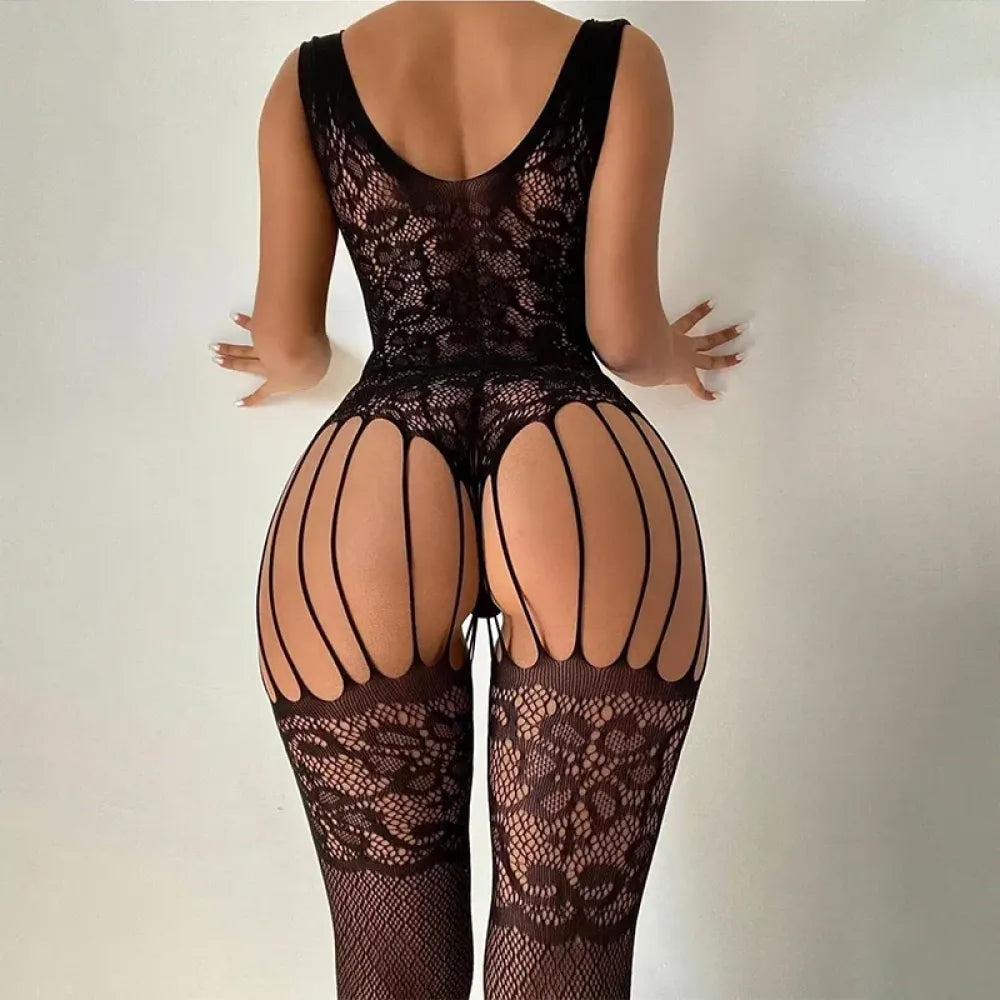 Mesh Crotchless Babydoll Lingerie Bodystocking