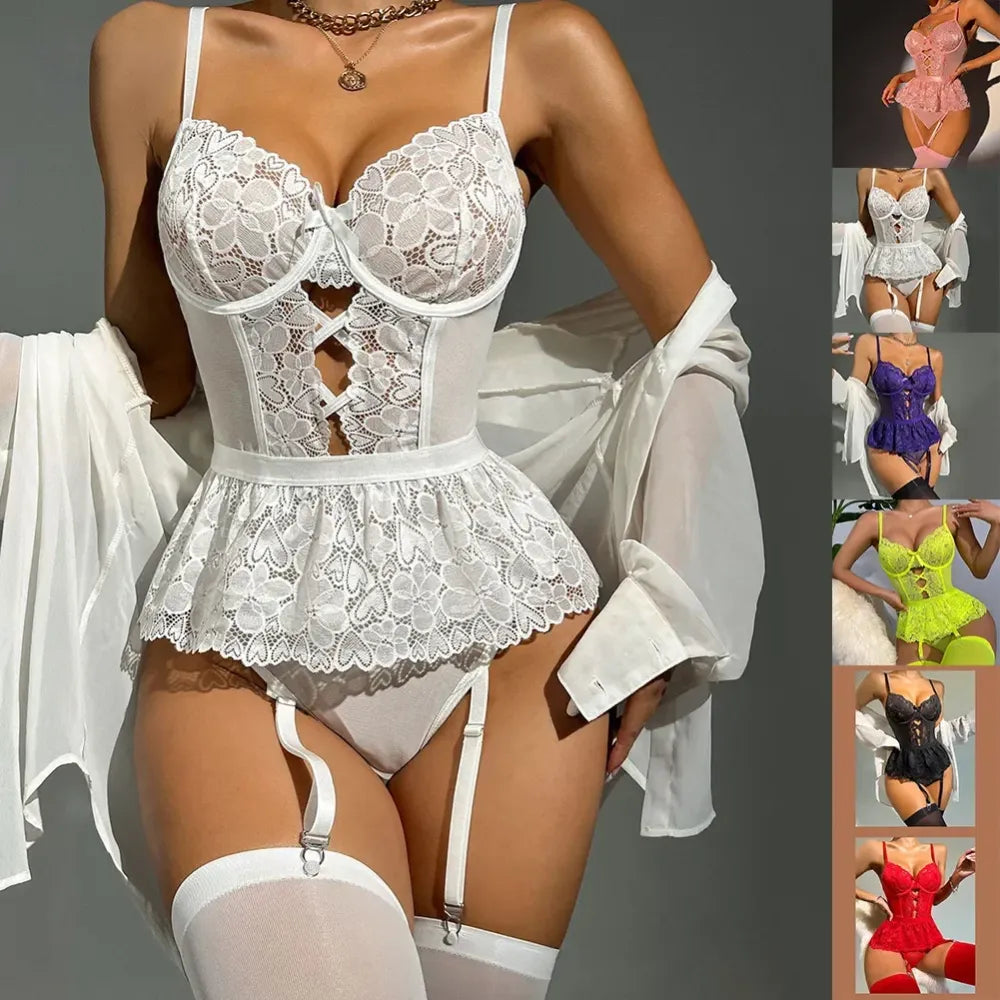 Seductive Bodysuit Garter Belt Stockings