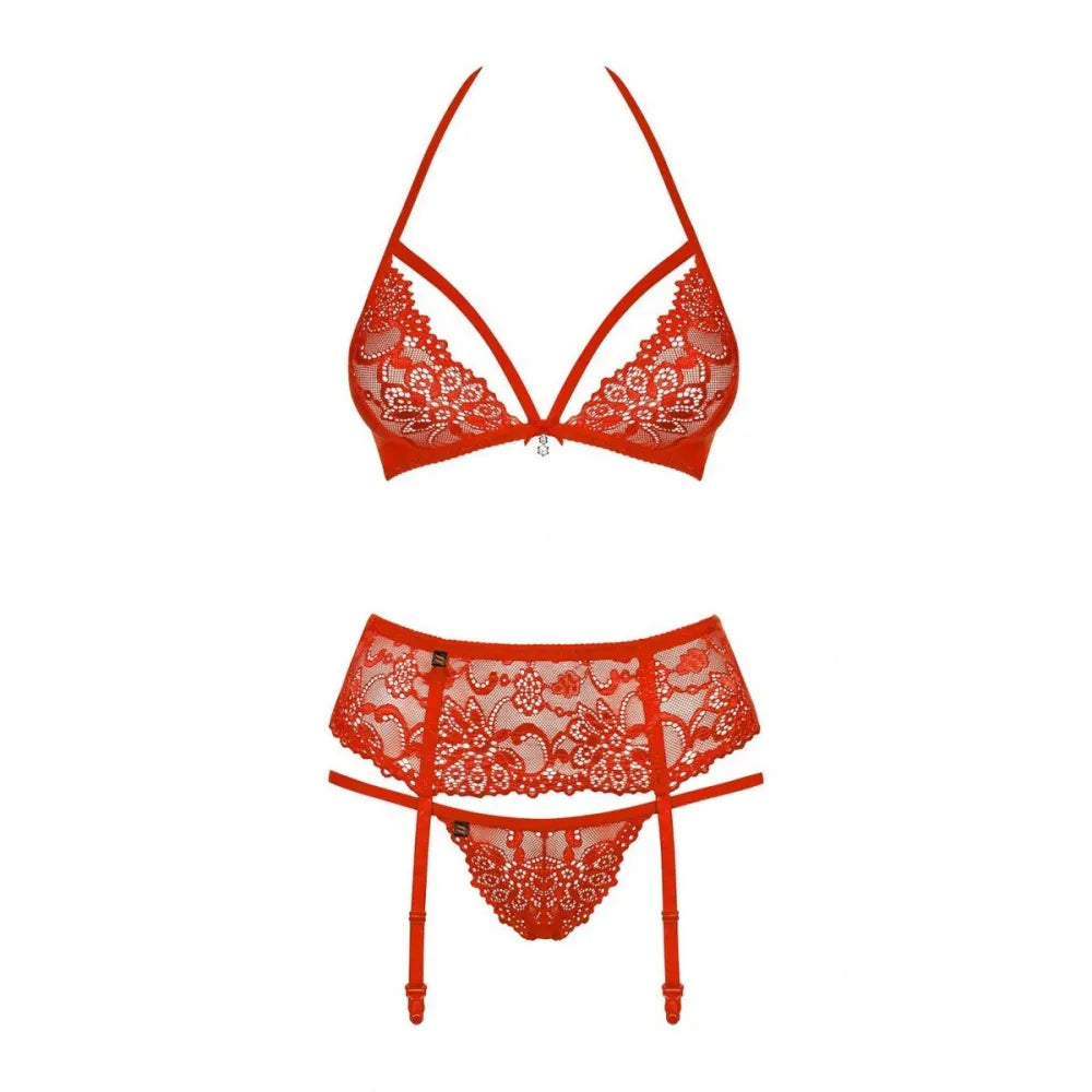 Underwear Set By Obsessive 838-Seg-3 Red L/Xl